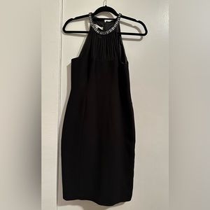 Evan Picone - Silver Beaded Halter Neck Black Dress